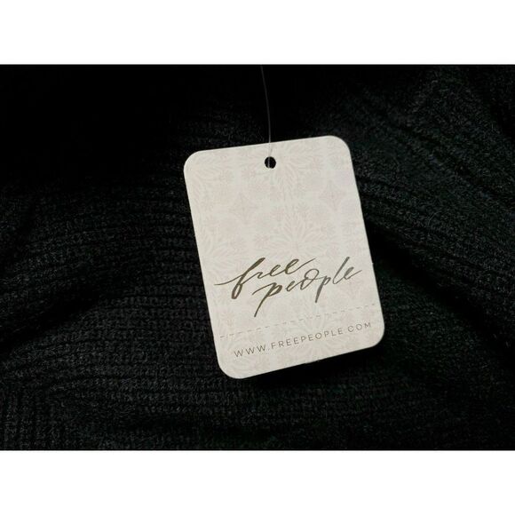 Free People Saffron Black Open Back Sweater Sz L Ribbed Knit Long Sleeves NEW - Picture 5 of 9